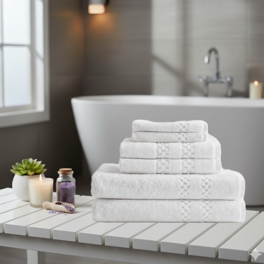 Towel set of 6 Garnier Thiebaut Luxury 100 % Cotton in White